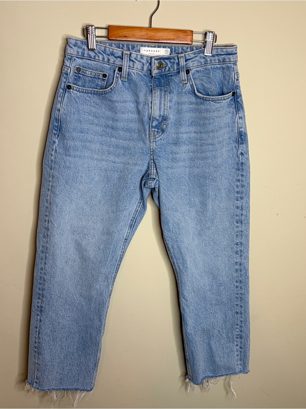 Topshop Straight Light Wash Cropped Jeans Petite 28